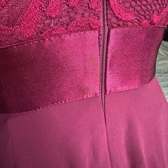 Ever-Pretty V-Neck Irregular Hem Lace A-Line Chiffon Cocktail Dress Mulberry - S - Picture 8 of 13